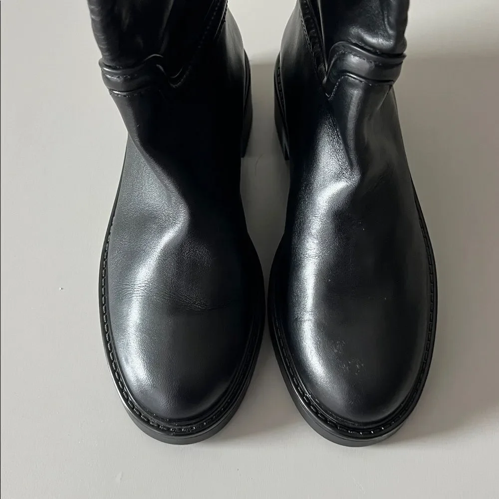 New Stuart Weitzman Celia Leather Over-The-Knee Riding Boot Black Size 6